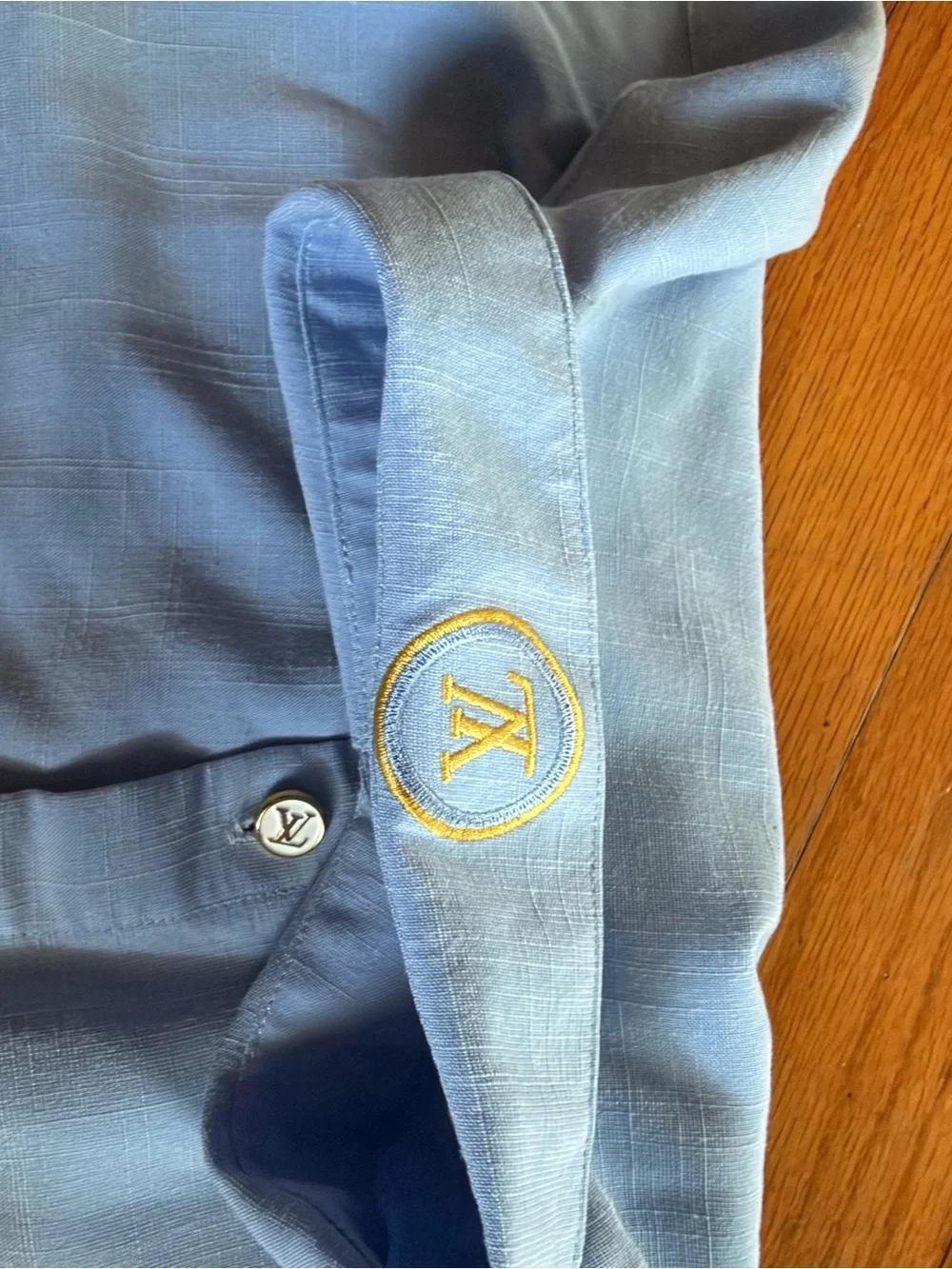 Louis Vuitton Pale Blue Short Sleeve Button-Down Shirt with Patch